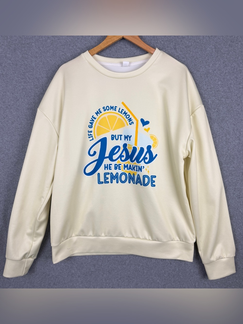 Christian Sweatshirt Jesus Quote Lemonade Women’s XL Life Gave Me Some Lemons…